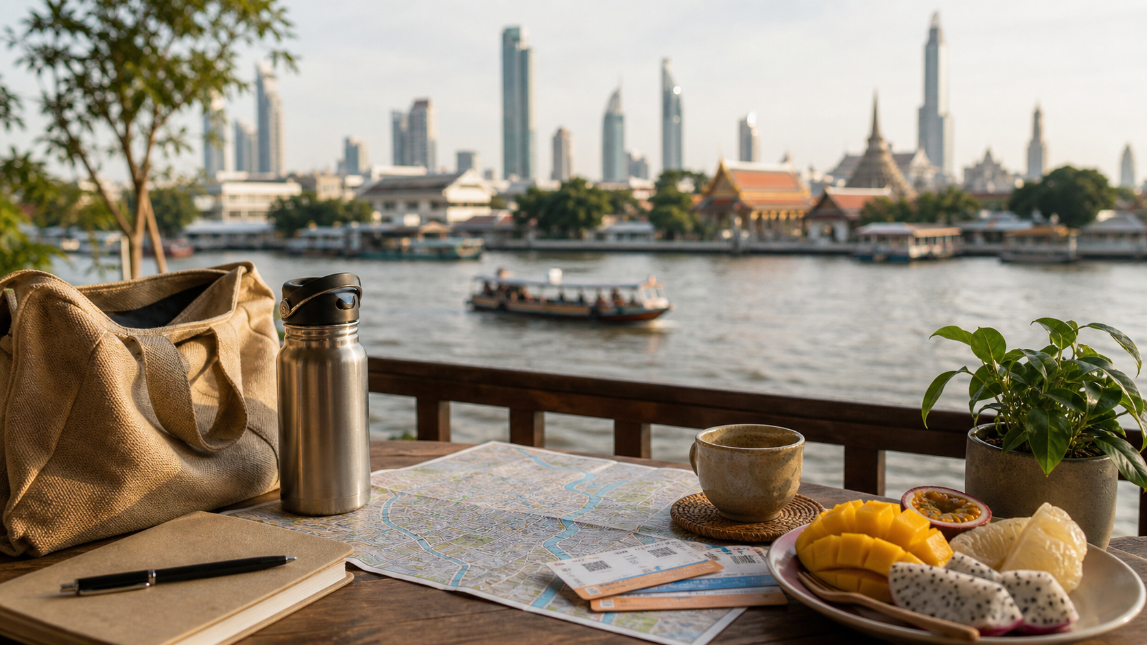 Bangkok travel essentials arranged for a responsible city day