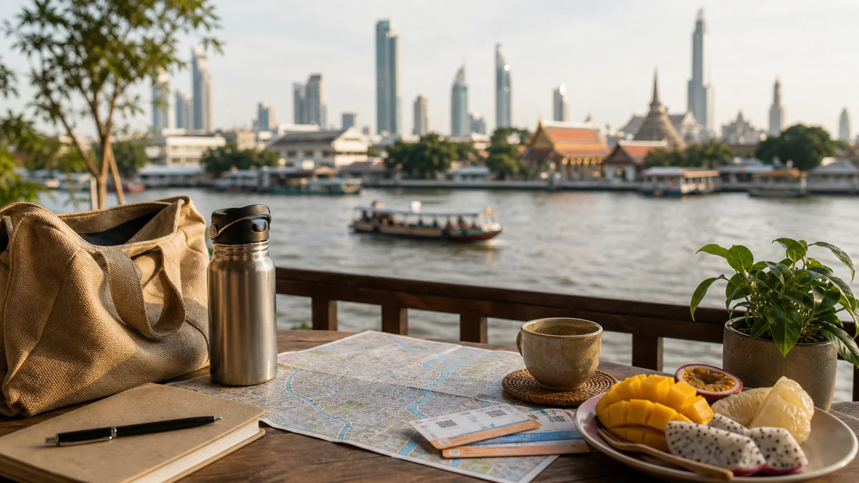 Bangkok travel essentials arranged for a responsible city day